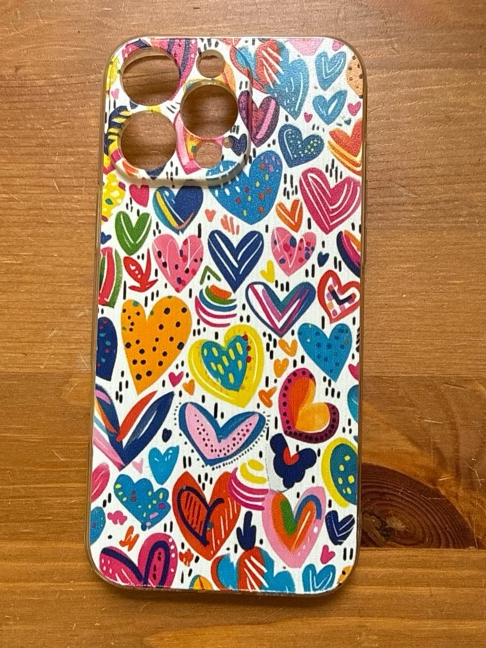Colorful Heart Pattern Phone Case - Multicolor